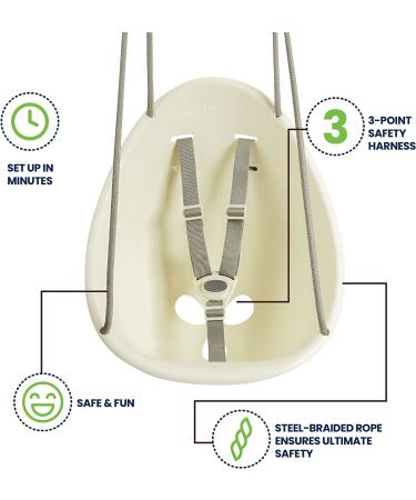Swurfer Coconut: Premium Baby Swing with Blister-Free Rope and Safety Harness | Ages 9 Months+ White - Buy Online on GoSupps.com