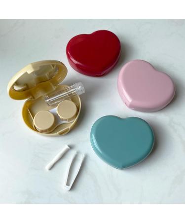 Buy 4 Pack Colored Contact Lens Cases - Cute Candy Hearts with Mirror | Portable Travel & Home Storage Kit (Pink Yellow Red Blue - Buy Online on GoSupps.com