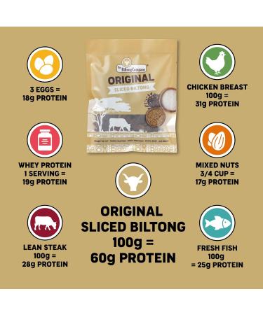 Garlic Pepper Sliced Biltong 5 x 50g (250g) Natural Spicy Beef Biltong by The Biltong Company High in Protein & Keto Diet-Approved Lean Biltong Spiced Meat Snack Like Jerky Garlic Pepper 50 g (Pack of 5) - Buy Online on GoSupps.com