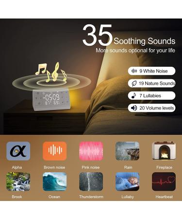 JKZ White Noise Machine | 35 High Fidelity Soothing Sounds | 7 Colors Night Lights | Built-in Alarm Clock | Temperature & Humidity | Sleep Sound Machine for Baby & Adults | Vintage White - Buy Online on GoSupps.com