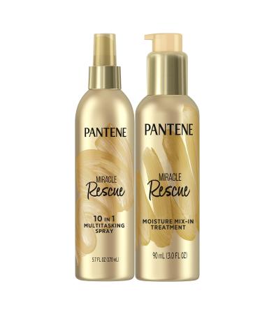 Pantene Hair Spray Miracle Rescue Leave In Conditioner Spray & Mix-In Treatment  Boost of Hydration for Damaged Hair  5.7 Fl Oz and 3 Fl Oz Each