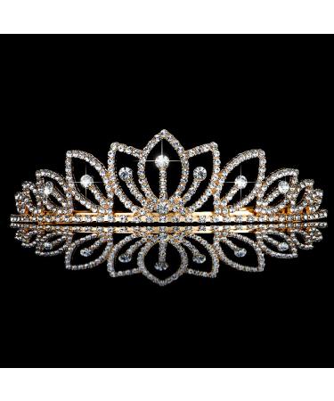 TOBATOBA Gold Princess Tiara for Girls | Rhinestone Hair Accessories for Pageants, Proms, Birthdays | Quinceanera Crown Headpiece - Buy Online on GoSupps.com