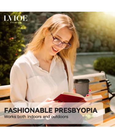 Buy LVIOE Clear Real Glasses - Smoky Quartz Blue Light Blocking Reading Glasses LR5189 Purple/Clear 3.0x - International Shipping Available - Buy Online on GoSupps.com
