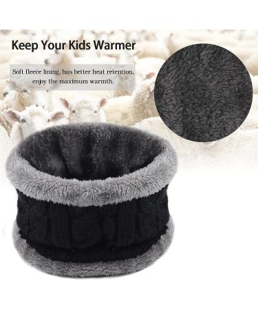 Kids Winter Knit Beanie Hat and Scarf Set with Fleece Lining - Black - One Size - Buy Online on GoSupps.com