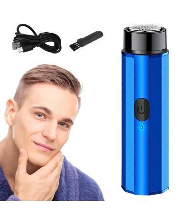 Travel Electric | Washable Mens Electric - Portable Shaver Rechargeable for Men's Short Hard Beard Shaving Trimming Blue