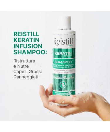 Reistil Keratin Infusion Shampooing restructurant - Shampooing traitant pour des cheveux plus souples et plus brillants- Shampooing avec des acides gras de la vitamine E et de l'huile d'argan- 250ml - Buy Online on GoSupps.com