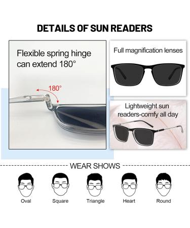 Shop OCCI CHIARI Retro Oversized Reading Sunglasses for Men - Stylish Full Lens Sun Readers from 1.0 to 3.5 - Black & Transparent - Buy Online on GoSupps.com