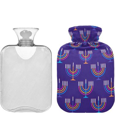 Hanukkah Purple Hot Water Bottle with Cover - 2L Pain Relief Heating Bag for Hot & Cold Therapy - Buy Online on GoSupps.com