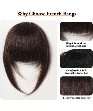 Bangs Hair Clip 100% Human Hair Bangs Natural Dark Brown French Bangs Hair Clip in Bang Fringe with Temples Hairpiece for Women Clip on Air Bang Bangs Clip in Hair(Color:005-6) Blunt Bangs 005-6 - Buy Online on GoSupps.com
