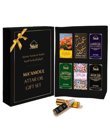 Attar Oil Set Arab Perfume Oils For Men And Women|6 Assorted Scents X 6Ml|Arabian Oud Oil Fragrances|Sampler Gift Set Non Alcoholic & Vegan Islamic Scents