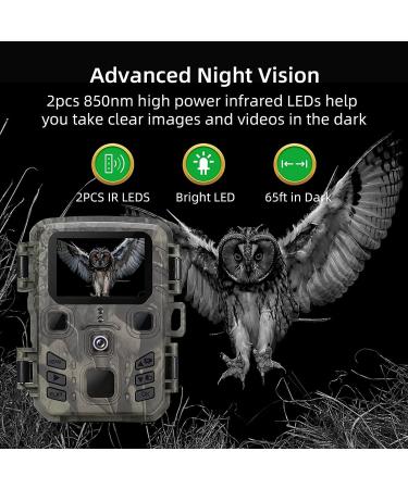 Mini Wild Camera 20MP 1080p HD - Night Vision Waterproof Wildlife Camera with 850nm IR LEDs & 32GB Memory Card for Outdoor Observation - Buy Online on GoSupps.com