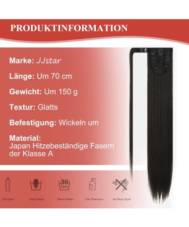 JJstar 70cm Long Straight Ponytail Hairpiece | Synthetic Hair Extension Braid for Women & Girls (Black/Brown) - Shop Internationally! - Buy Online on GoSupps.com