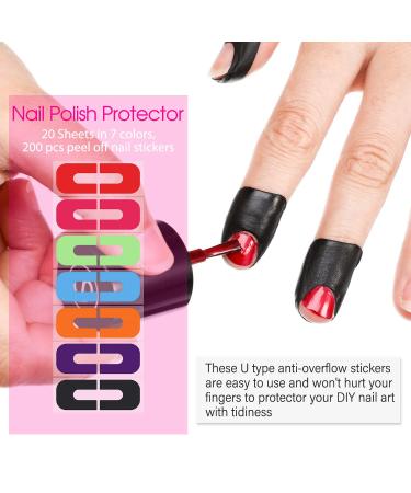 200pc Nail Polish Protector Spill-proof Peel off Nail Stickers - Disposable U-Shape Tape for Nail Painting, Gradients & Stamping - Buy Online on GoSupps.com