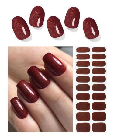 TrueShei nail foils |Red shimmer uv gel nail film |20PCs nail film self -adhesive |Gel Nail Stickers Gellack Wraps for Nagel Red Shimmer