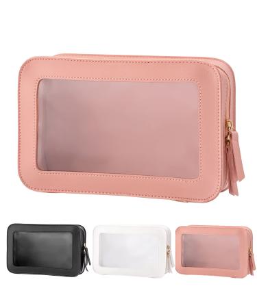 Clear Travel Toiletries Bag Travel Makeup Bag Clear Toiletry Bag Waterproof Toiletry Bag Clear Toiletry Bags for Travel Wash Bags Toiletry Bags for Women Men (Pink)