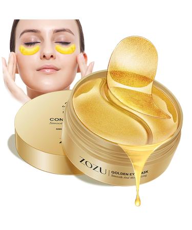 24K Gold Eye Masks Crystal Collagen Eye Patches for Puffy Eyes Reducing Fine Lines Effectively Moisturizing Gold Eye Mask for Dark Circles and Puffiness Wrinkle Eye Bags