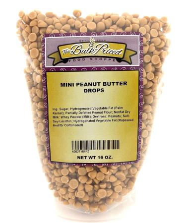 Mini Peanut Butter Drops, Bulk Size, Baking Chips (1 lb. Resealable Zip Lock Stand Up Bag)