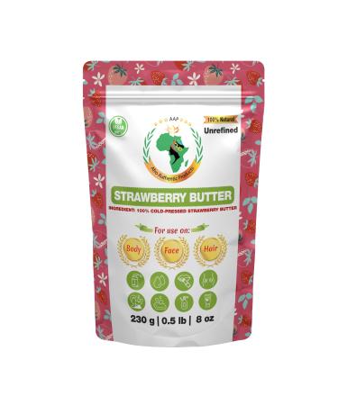 Authentic Raw Strawberry Butter | Butter | For DIY Face Body Hands | Unrefined | 100% Pure| Organic from Africa | Resealable Bag | 0.5 LB (230g)