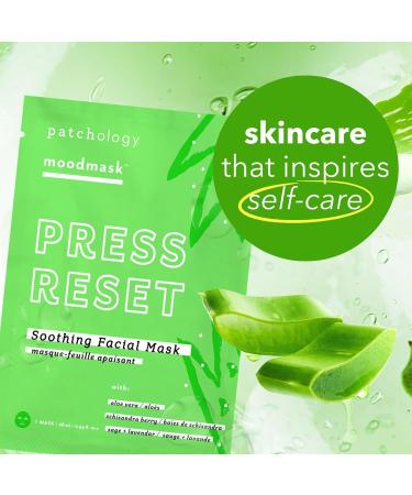 Patchology Press Reset Aloe Vera Face Mask - Moisturizing Lavender & Vitamin B5 Sheet Masks for Skin Relaxation - Ideal for Sun-Exposed Skin (4 Count) | International Shipping Available - Buy Online on GoSupps.com