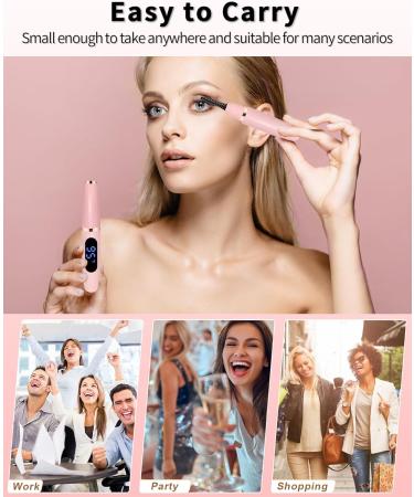 Heated Eyelash Curler with Comb - USB Rechargeable 3 Temp Settings LED Display | Long-Lasting Natural Curls | Perfect Women s Gift - Pink-4867 - Buy Online on GoSupps.com