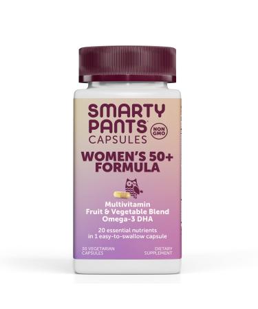 SmartyPants Multivitamin for Women 50+: Omega-3 DHA  Zinc for Immunity  Vitamins D3  C  B6  Biotin  Folate  Vitamin B12  Vitamin A for Eyes  One Per Day  30 Capsules  30 Day Supply Multi Capsules Womens 50+
