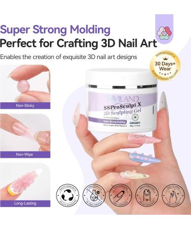  Saviland Saviland Solid Sculpting Gel Iridescent Colors Hand Extension Gel 3D Nail Gel Hard Nail Gel 3D Nail Gel 3D Sculpting (Multicolor 01) - Buy Online on GoSupps.com