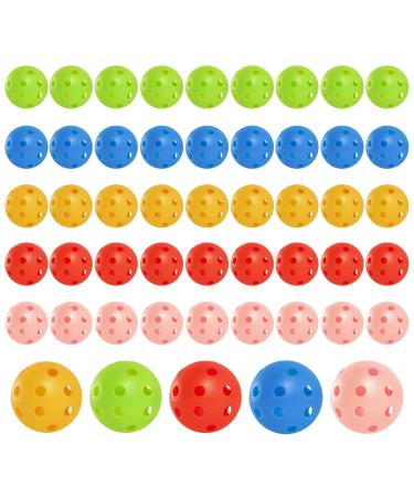 AQUEENLY 50pack Plastic Golf Balls for Practice Colored Practice Golf Balls for Backyard Indoor Outdoor - Airflow Hollow Golf Practice Ball for Swing Practice Indoor Simulators Home Use (5 Colors)