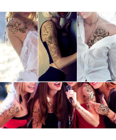 Yazhiji Large Sexy Flowers Collection Waterproof Temporary Tattoos - 49 Sheets for Women and Girls - Buy Online on GoSupps.com