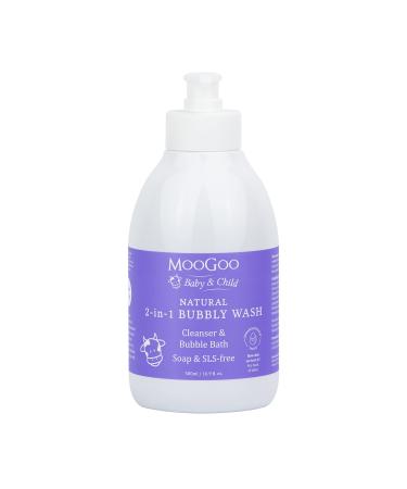 MooGoo 2-in-1 Bubbly Wash - A gentle cleansing baby bubble bath, body wash and baby shampoo - Great for sensitive and delicate baby skin - vegan, cruelty-free, fragrance-free, and SLS-free formula