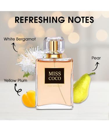 Miss Coco Eau de Parfum Spray Perfume Fragrance For Women-Daywear Casual Daily Cologne Set with Suede Pouch- 3.4 Fl Oz Bottle Beauty Gift for Birthday Anniversary - Buy Online on GoSupps.com