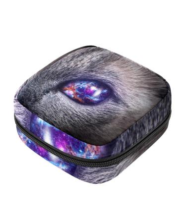 Mysterious Cat Eye With Purple Galaxy Inside Print Sanitary Napkins Storage Pocket Menstruation Pad Bag Portable Menstrual Cup Pocket With Zipper for Teen Girls Women Color 7