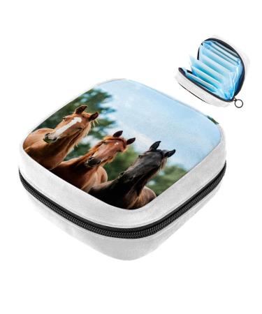 GIAPB Sanitary Napkin Storage Bag Period Bag Tampon Bag Makeup Bag Pad Pouch Jungle Animal Horse Picture Color3111
