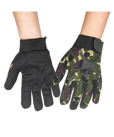 Long keeper bicycle gloves children-sports gloves children gloves for bicycle bmx motocross cycling football for young girls children teenage m (hand circumference: 17-18cm) camouflage-m