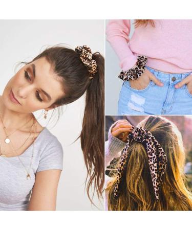 Leopard Print Hair Scarf Scrunchies: Big Bow Headband for Women - Animal Print Twisted Turban Ponytail Holder - Buy Online on GoSupps.com