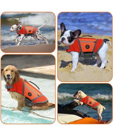 Emust Dog Vest - Light Life Jacket for Dogs with Bags Stylish XS Orange Life Jacket with Rescue Handle & Reflective Stripes for Swimming Boating & Kayaking - Buy Online on GoSupps.com