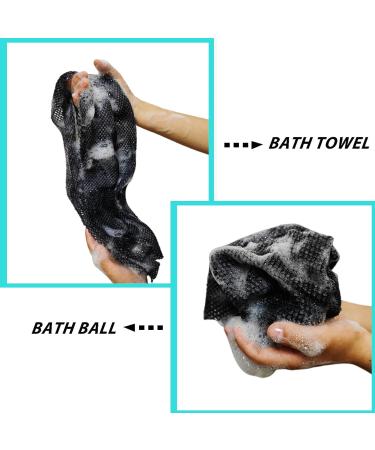 Haisalin 3 Pieces African Bath Sponge African Net Long Net Bath Sponge Exfoliating Shower Body Scrubber Back Scrubber Skin Smoother Great for Daily Use (Pink Yellow Black) - Buy Online on GoSupps.com