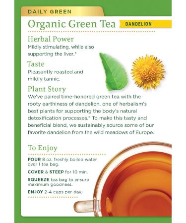 Organic Dandelion Green Tea - Liver Support Herbal Tea (16 Bags) | Traditional Medicinals - Buy Online on GoSupps.com