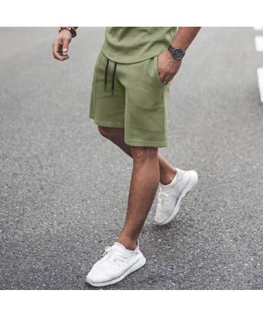 DAZLOR Men's Summer Two Piece Outfit Set - Crew Neck Short Sleeve Tee Shirt and Sport Shorts Tracksuit | Fashionable and Casual - A-green 5X-Large - Buy Online on GoSupps.com