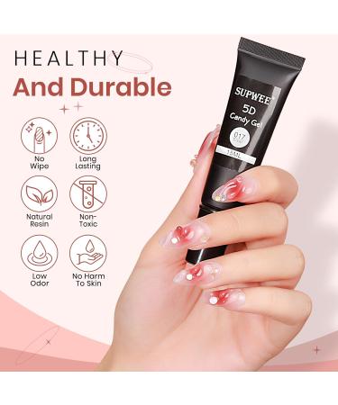  SUPWEE 3D Nail Art Gel 15g Transparent 3D Sculpture Multifunction DIY Painting 5D Nail Polish 3D Embossed Candy Nail Art Manicure Decoration - Buy Online on GoSupps.com