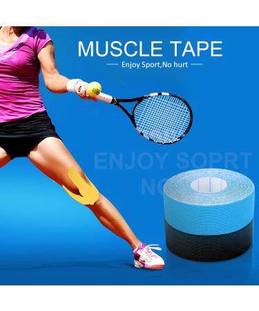 Buy 2Roll Athletic Muscle Tape - Elastic Cotton Compression Tape for Injury Recovery & Strain Relief (Blue) - International Shipping Available - Buy Online on GoSupps.com