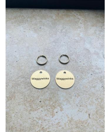 Engraved 32mm Round BRASS Pet Cat Dog Luggage ID Identity Tag Disc - FREE Personalised ENGRAVING Ring and POSTAGE - IN STOCK and SHIPPED by M&K Supplies - Buy Online on GoSupps.com