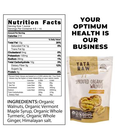 TATA RAW Organic Sprouted Maple Walnuts with Turmeric Ginger - 1 lb Pack - Buy Online on GoSupps.com