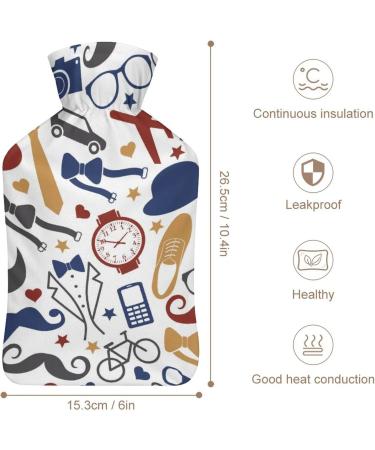 Men's Plush Hot Water Bottle with Cover - Hand Warmer for Adults & Children - 26.5x15.3cm - Buy Online on GoSupps.com