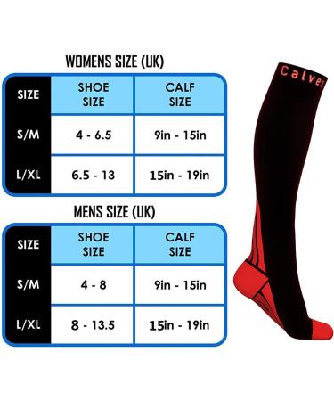 Compression Socks (2 Pairs) for Men & Women - Graduated Athletic Fit for Recovery, Travel, Running - Boost Stamina & Circulation - Black/Red L-XL - Buy Online on GoSupps.com