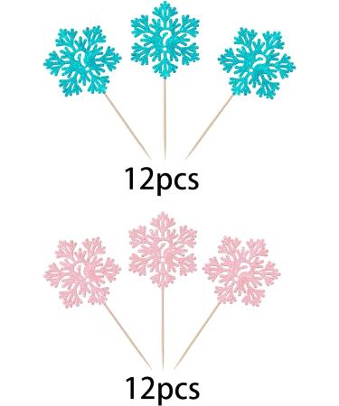 24 Pack Snowflake Gender Reveal Cupcake Toppers Pink Blue Winter Snowflake Cupcake Picks for Baby Shower Winter Wonderland Snowflake Theme Birthday Gender Reveal Party Cake Decorations Supplies 14 - Buy Online on GoSupps.com
