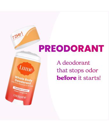 Lume Whole Body Deodorant - Invisible Cream Stick - 72 Hour Odor Control - Aluminum Free Baking Soda Free Skin Safe - 2.2 Ounce (Pack of 2) (Clean Tangerine) Clean Tangerine 2.2 Ounce (Pack of 2) - Buy Online on GoSupps.com