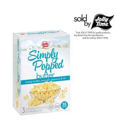 JOLLY TIME Simply Popped Natural Microwave Popcorn | Non-GMO & Palm Oil-Free | 3-Count Box (Pack of 4) Butter Flavor 3 oz (Pack of 12) - Buy Online on GoSupps.com