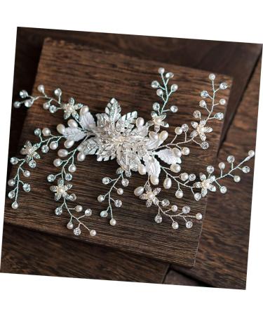 Ipetboom Silver Hair Clip Pearl Hair Accessories Diamond Headpiece Bridal Hair Clip Pearl Hair Pin Crystal Headpiece Pearl Tiara Rhinestone Barrettes Manual Flower Head Bride - Buy Online on GoSupps.com