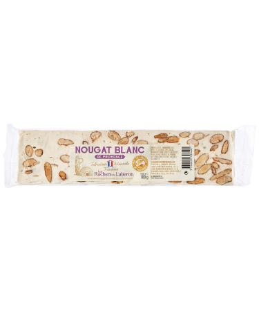Les Ruchers du Luberon - Nougat Blanc de Provence in Bar 100g - Soft Nougat with Almonds and Lavender Honey - Handmade