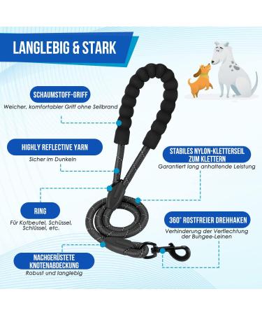 Slowton Double Linen Dog Leash for 2 Dogs 360 Rotatable Reflective Shock-Damping Padded Handles - Comfort for Small & Medium Dogs (3-16kg) - Black - Buy Online on GoSupps.com